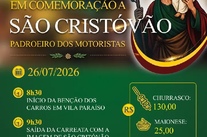 54º Festa de São Cristovão acontece nesse domingo