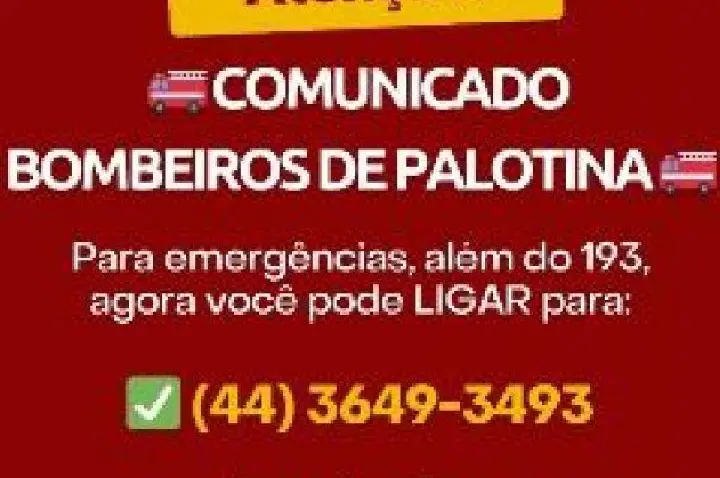 Bombeiros de Palotina orientam sobre telefone alternativo em caso de falha no 193