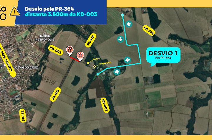 Contorno viário exige nova mudança no trânsito em Palotina