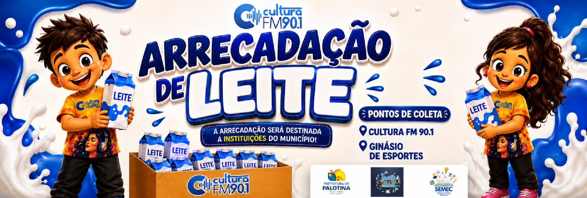 Cultura FM 90.1 promove arrecadação de leite em benefício de instituições de Palotina