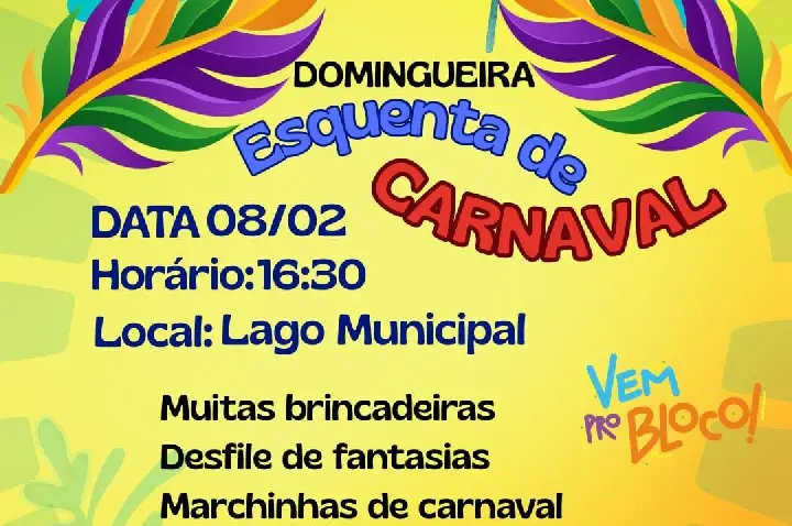 Domingueira – Esquenta de Carnaval promete animação no Lago Municipal