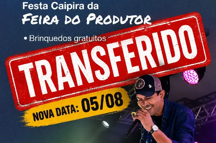 Festa Caipira da Feira do Produtor é transferida para o dia 5 de agosto