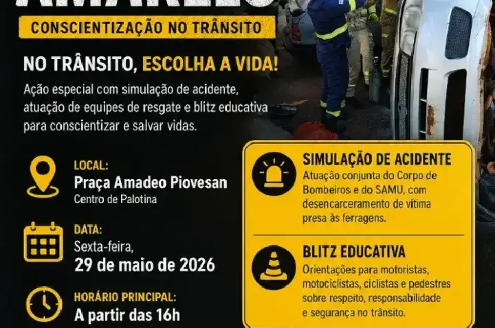 Forças de segurança vão promover ação de conscientização para o trânsito no centro de Palotina