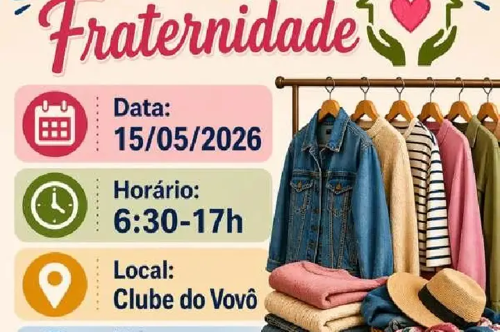 Lar da Fraternidade realiza Bazar Solidário com peças a R$ 3 nesta sexta-feira 15/05 em Palotina