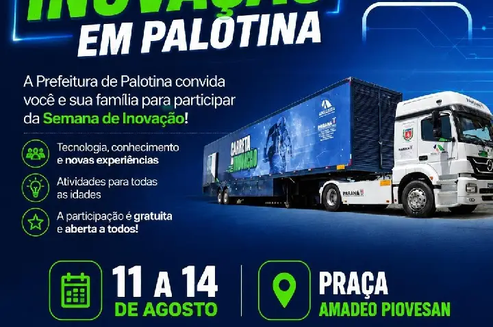 Palotina recebe Carreta da Inovação com tecnologia, oficinas, serviços e atividades para população