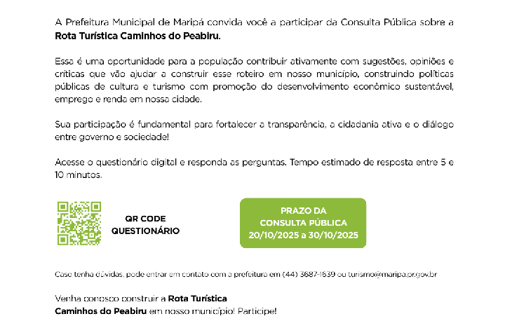 Participe da Consulta Pública sobre a Rota Turística Caminhos do Peabiru em Maripá