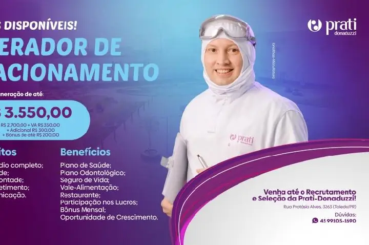 Prati-Donaduzzi abre vagas para Operador de Fracionamento