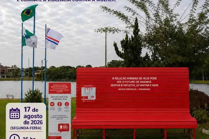Prefeitura de Palotina instala Banco Vermelho no Lago Municipal para conscientização sobre violência contra a mulher