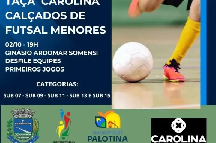 Taça Carolina Calçados de Futsal Menores 2025 inicia nesta quinta-feira