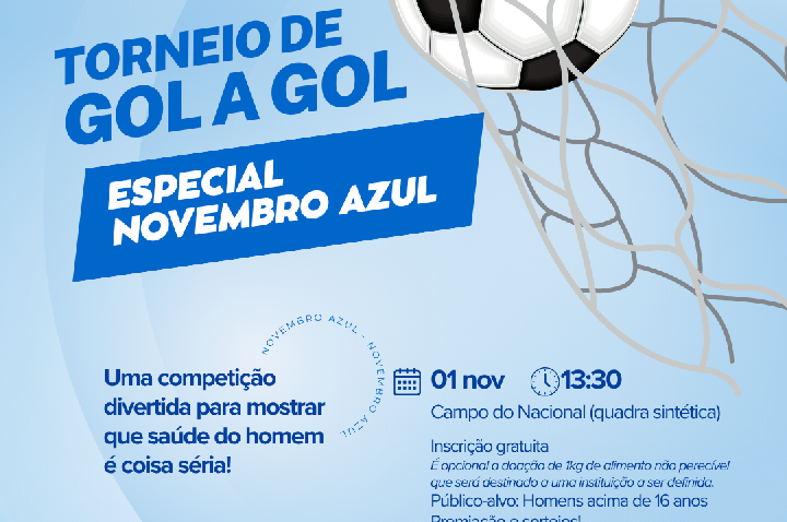 Torneio de Gol a Gol em apoio à campanha Novembro Azul tem data alterada para o dia 1º de novembro