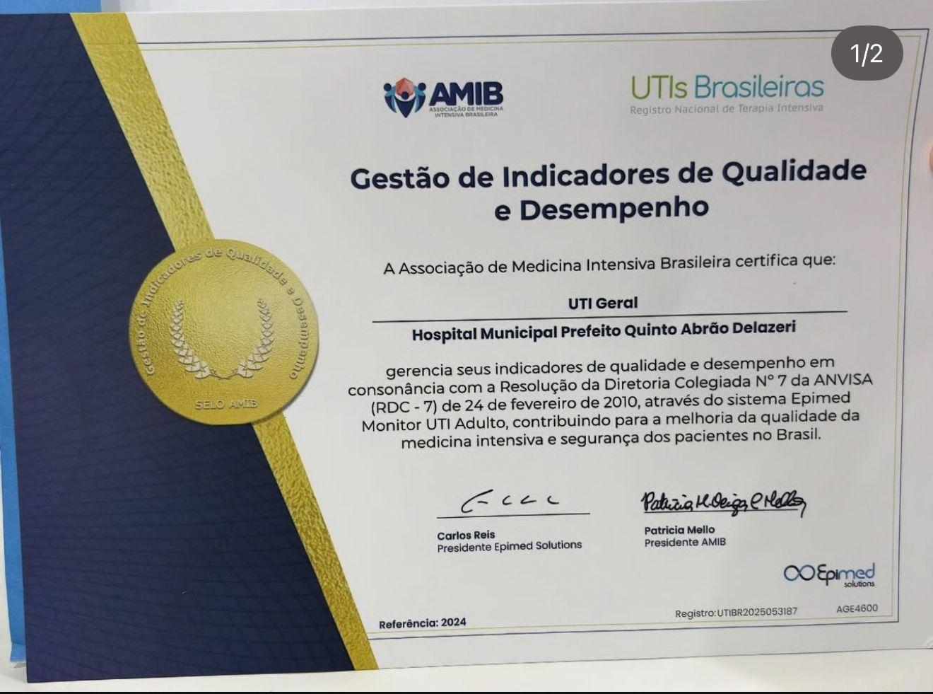 UTIs de Palotina recebem certificação por qualidade
