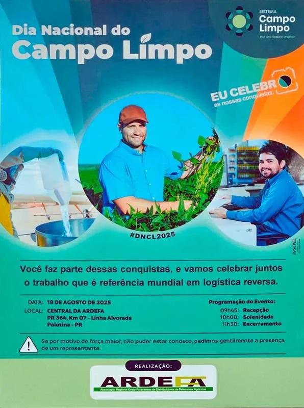 ARDEFA realizará solenidade para celebrar Dia Nacional do Campo Limpo em Palotina