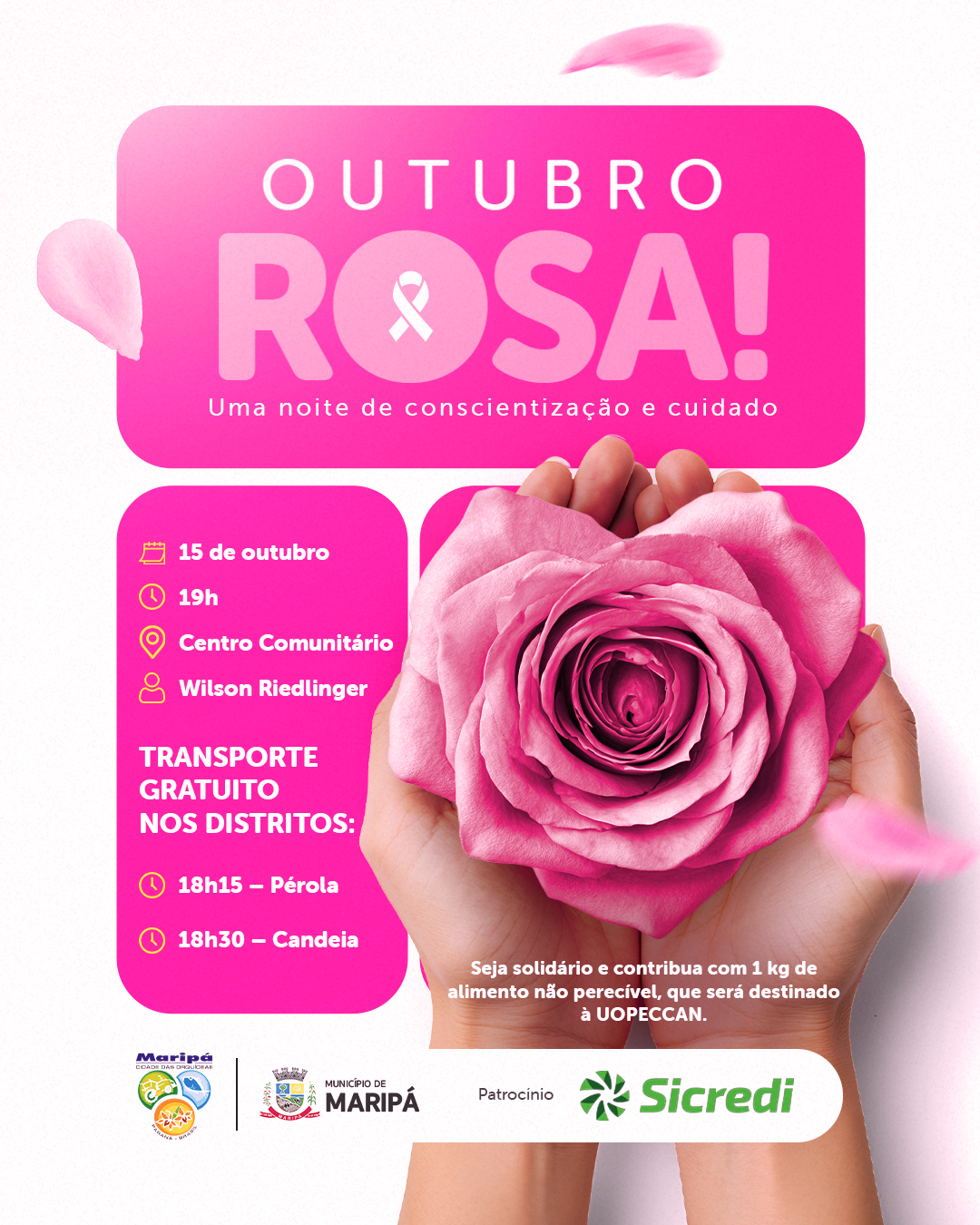 Maripá realiza noite especial de conscientização do Outubro Rosa no dia 15 de outubro