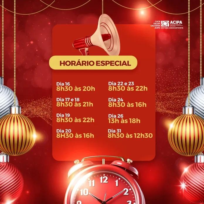 Comércio de Palotina terá horário especial de atendimento neste fim de ano