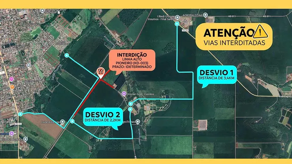 Obras do contorno viário de Palotina mudam trânsito