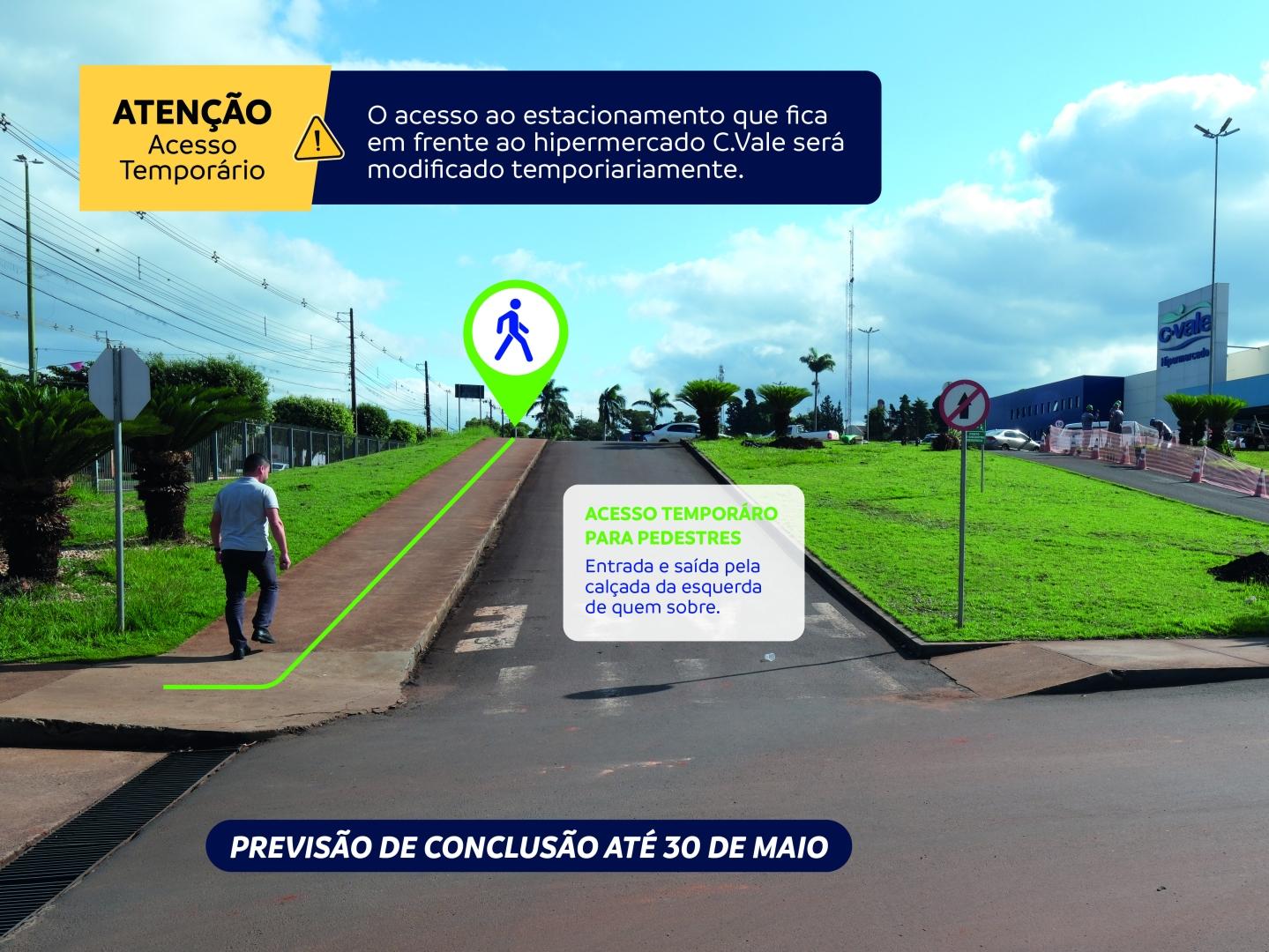 Reforma muda acesso ao estacionamento do hiper C.Vale