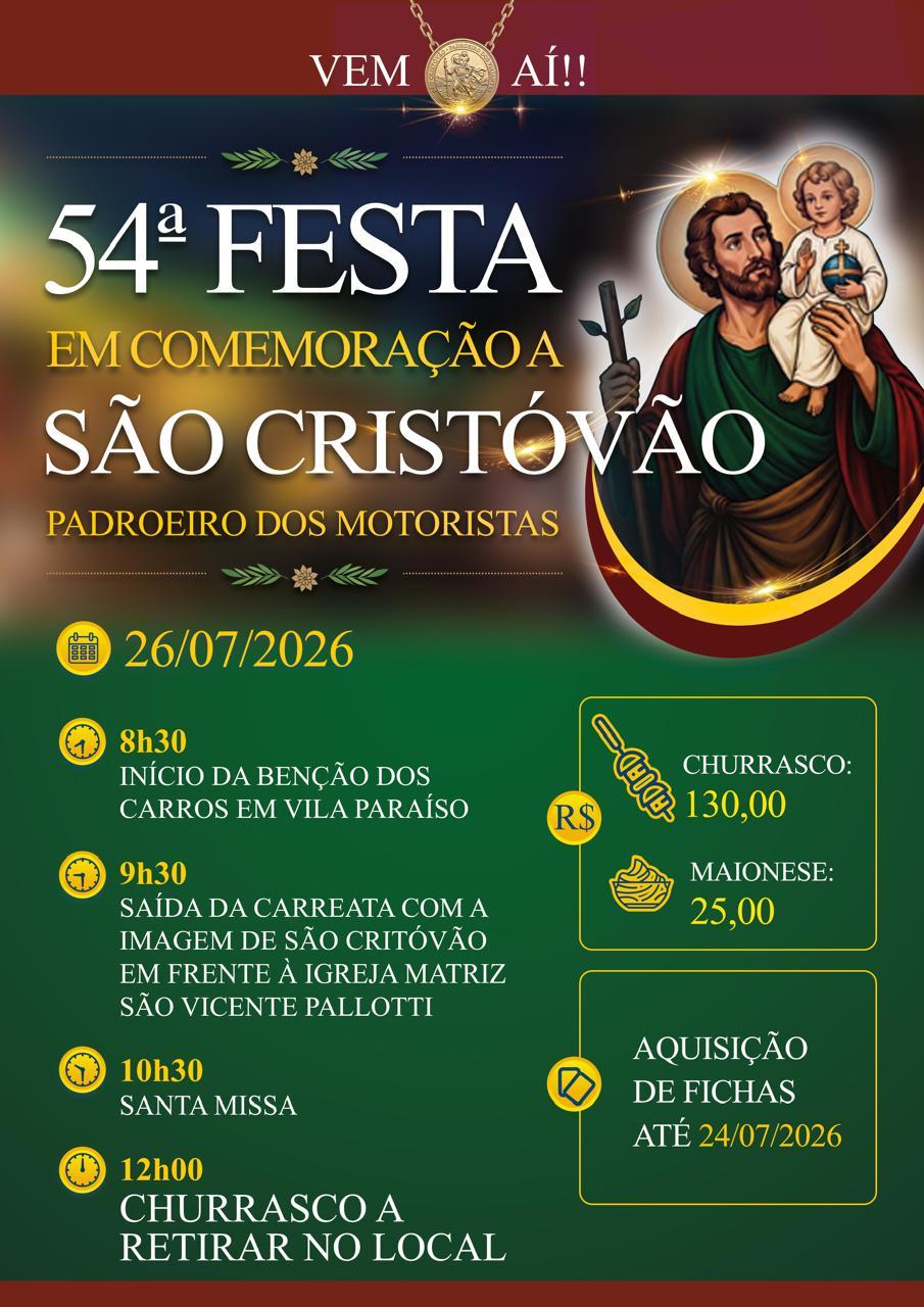 54º Festa de São Cristovão acontece nesse domingo