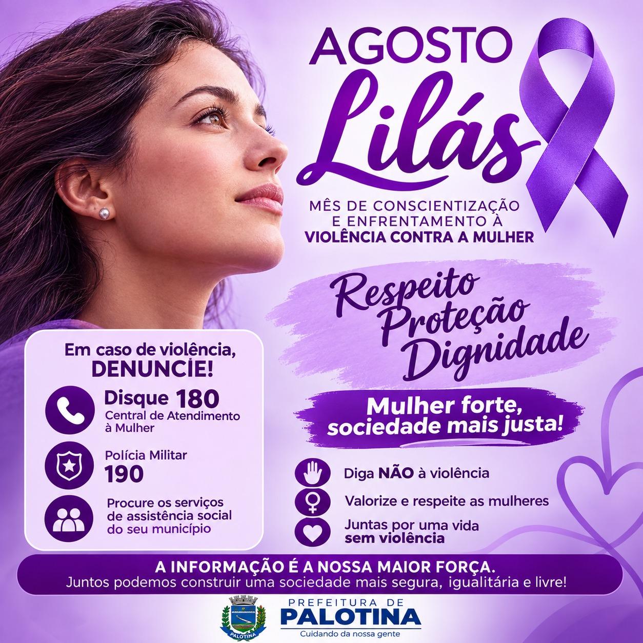 Palotina promove programação especial do Agosto Lilás com ações de conscientização e cidadania