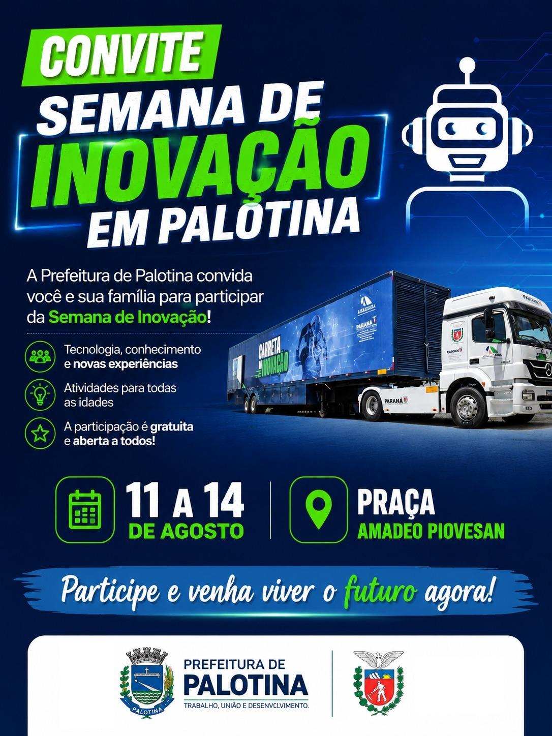 Palotina recebe Carreta da Inovação com tecnologia, oficinas, serviços e atividades para população