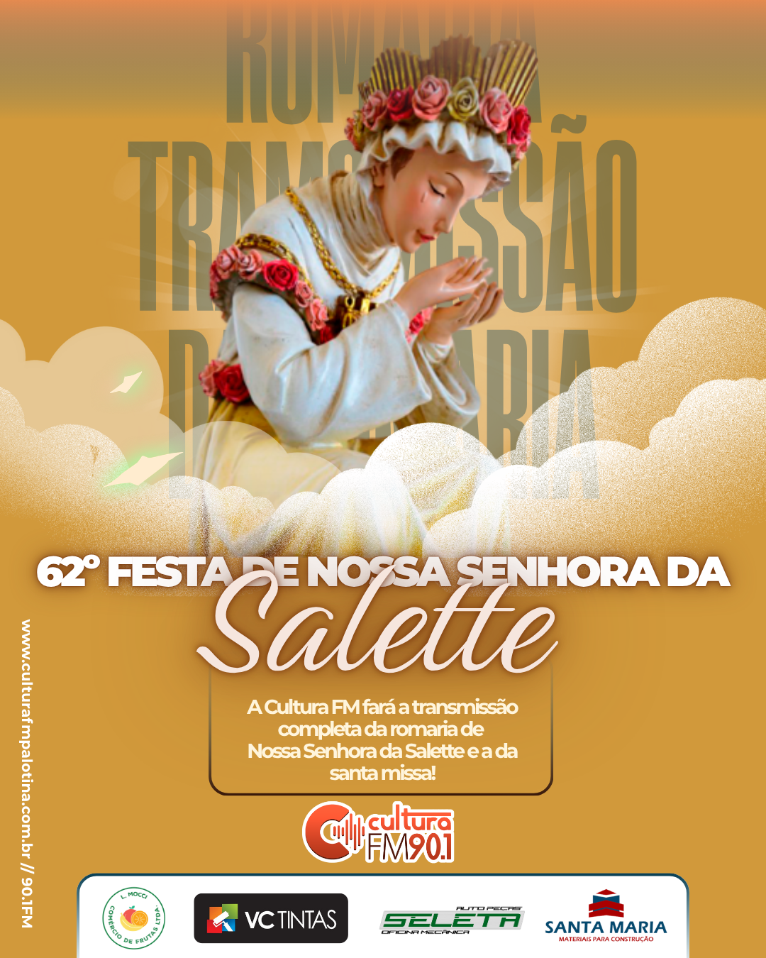 62ª Festa de Nossa Senhora da Salette terá transmissão pela Cultura FM