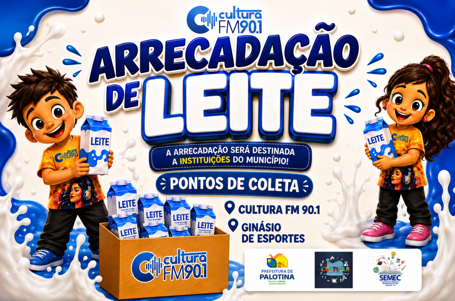 Cultura FM 90.1 promove arrecadação de leite em benefício de instituições de Palotina