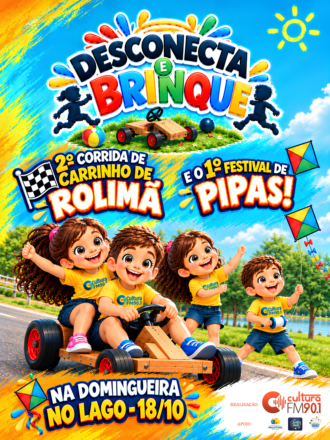 Domingueira no Lago terá 2ª Corrida de Carrinho de Rolimã e 1º Festival de Pipas em Palotina