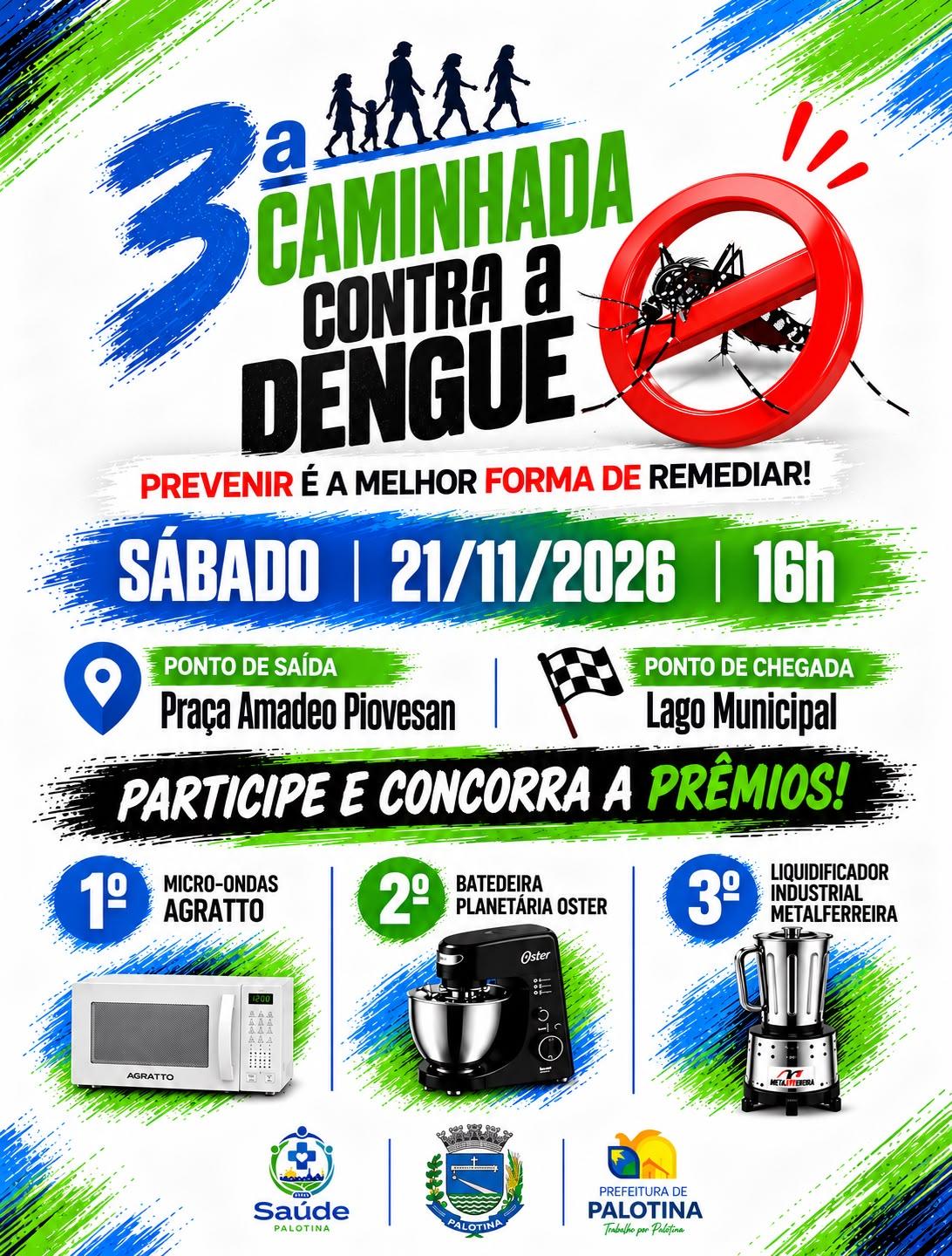 Palotina realizará 3ª Caminhada Contra a Dengue no dia 21 de novembro